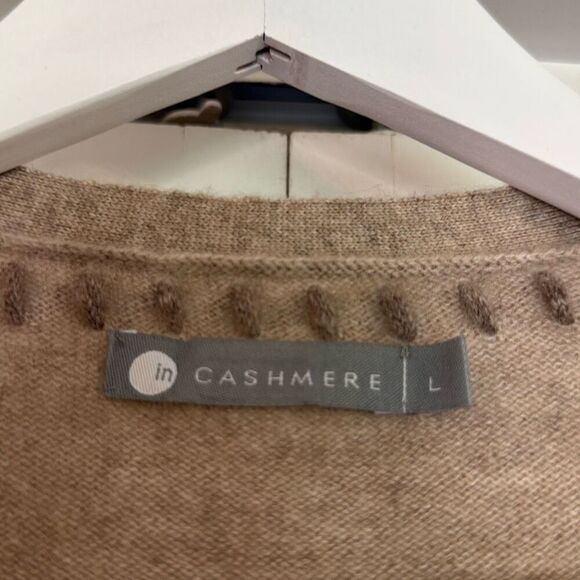 In Cashmere tan 100% cashmere stitch detail cardigan Large - Picture 3 of 8